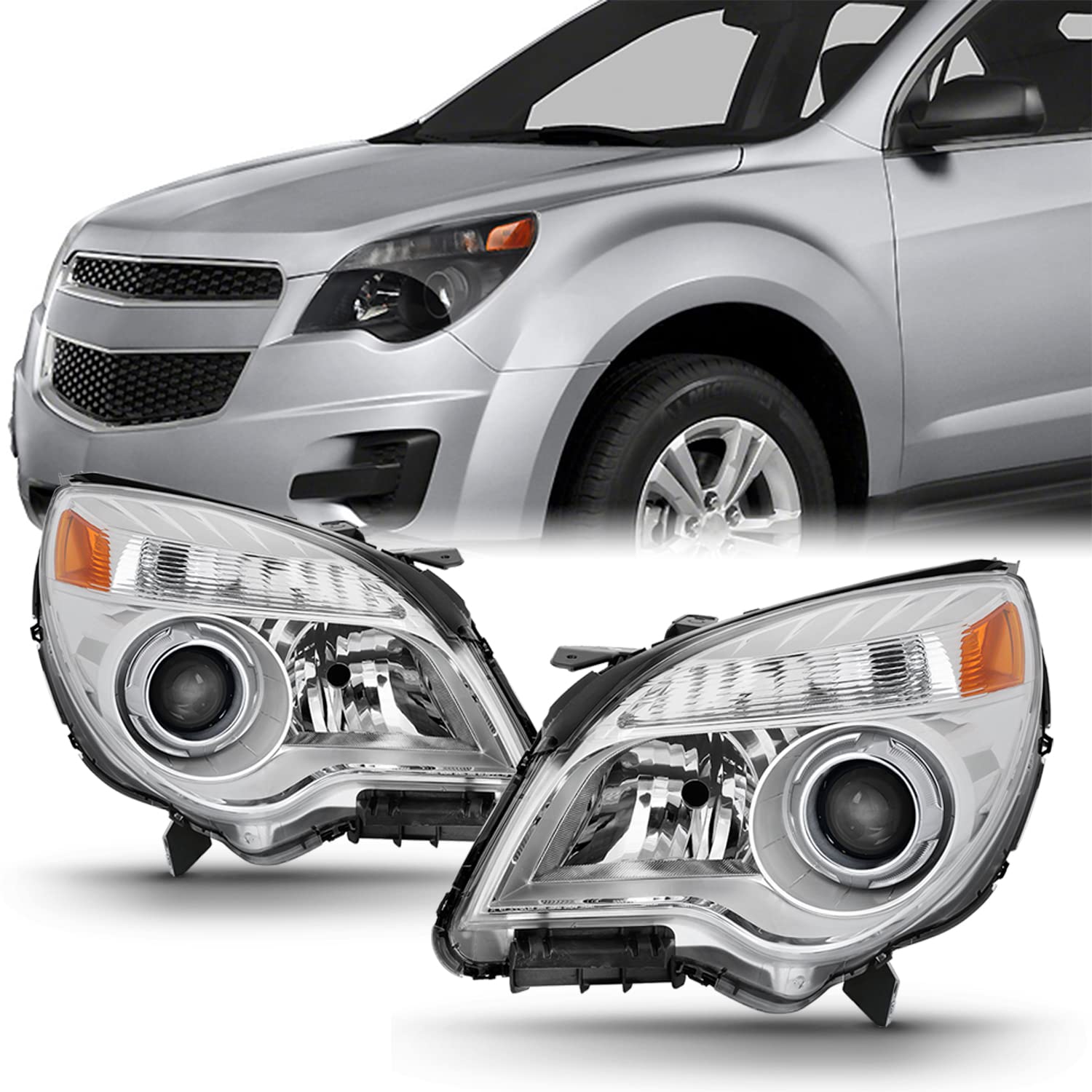 Amazon.com: AKKON - For 2010 2011 2012 2013 2014 2015 Chevy Equinox Halogen  Type Projector Headlight Headlamp Left & Right Set : Automotive