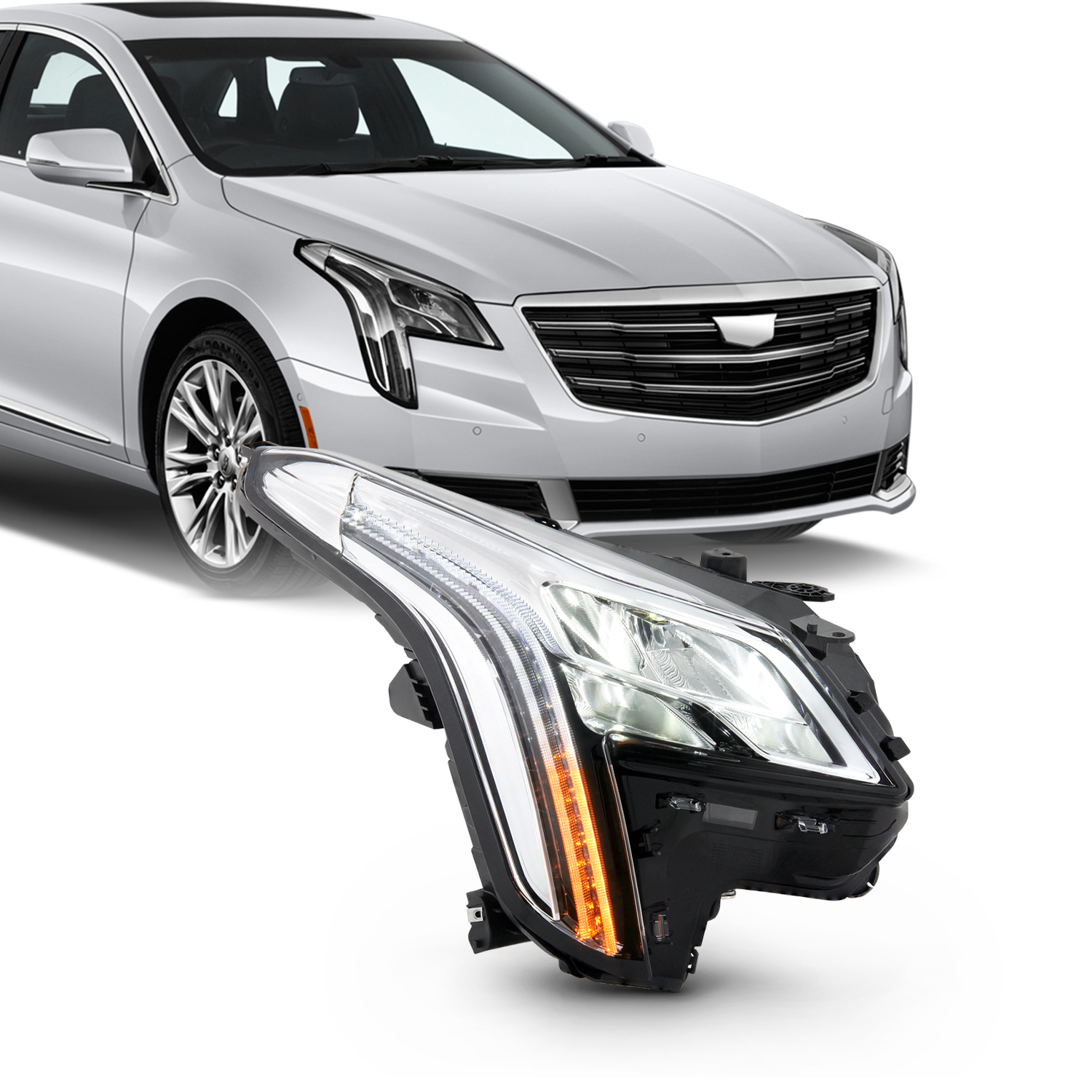 For 2018-2019 Cadillac XTS Sedan 4Dr LED Tube Bar Projector Headlight  Passenger - Walmart.com