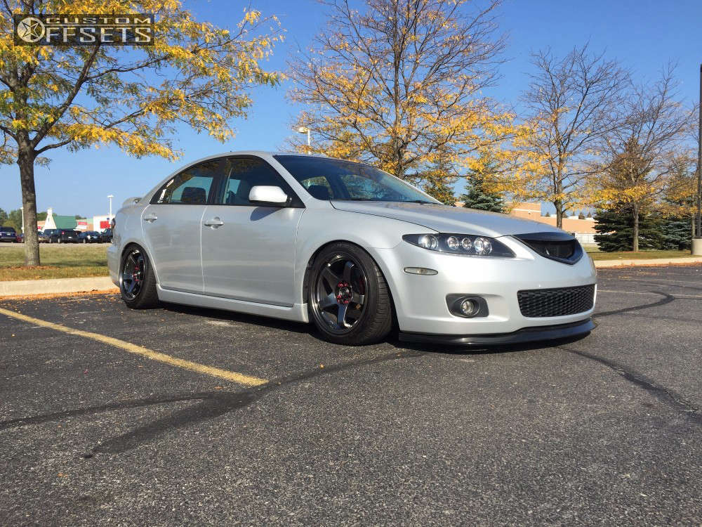 2006 Mazda 6 with 17x9 20 Rota P45r and 215/45R17 Michelin Pilot Sport A/s  3 Plus and Coilovers | Custom Offsets