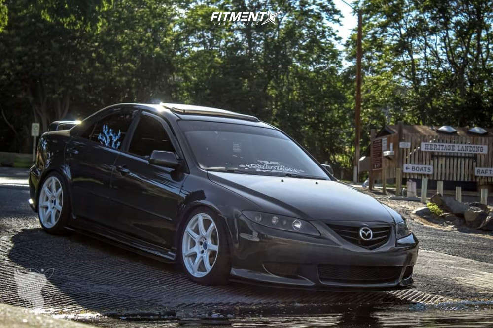 2003 Mazda 6 S with 18x8.5 Work Emotion T7r and Nokian 225x40 on Lowering  Springs | 663418 | Fitment Industries