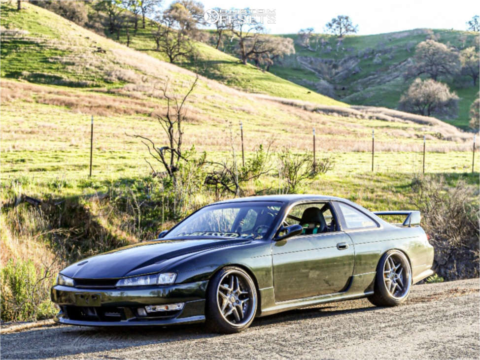 1998 Nissan 240SX with 18x9 43 Blitz Type 03 and 215/45R18 Sumitomo Htr  Ziii and Coilovers | Custom Offsets
