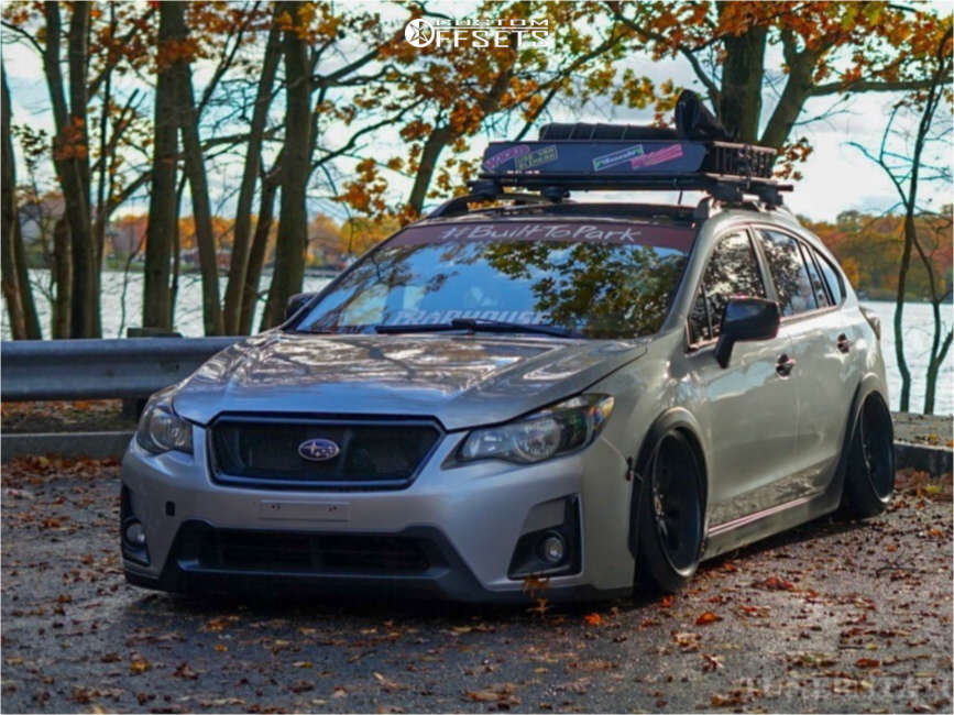 2014 Subaru XV Crosstrek with 18x10 18 Work Schwert Sc2 and 225/35R18  Federal 595 Rs-r and Air Suspension | Custom Offsets