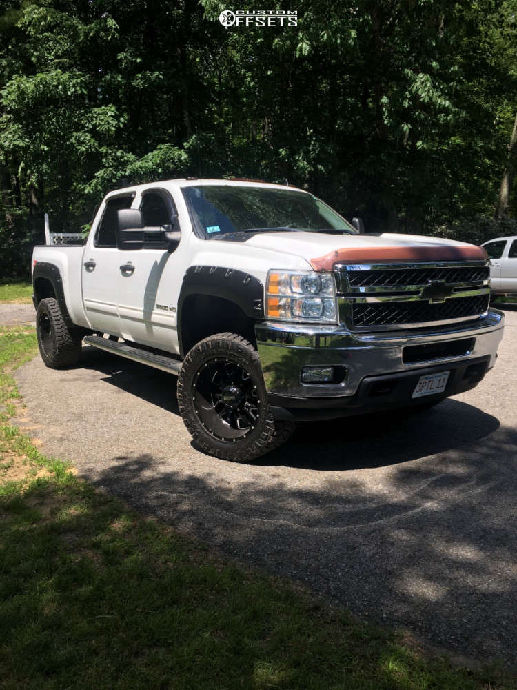 2012 Chevrolet Silverado 3500 HD with 20x12 -44 Hunter Offroad Ultra 203  Black Milled and 33/12.5R20 Nitto Ridge Grappler and Leveling Kit | Custom  Offsets
