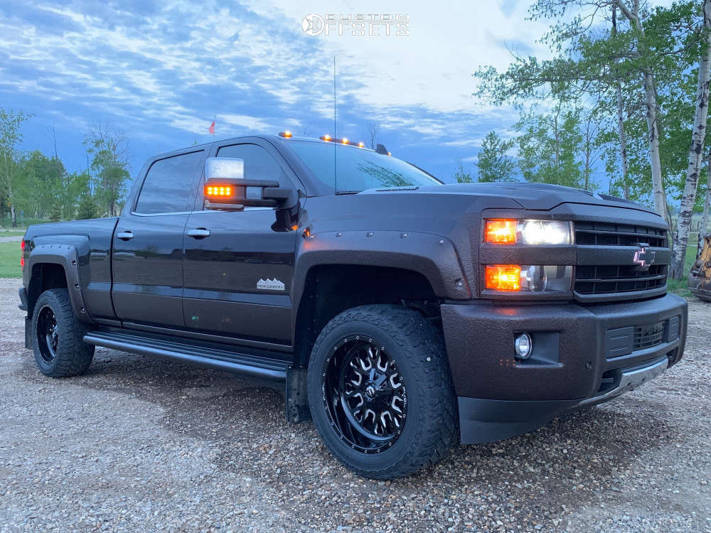 2019 Chevrolet Silverado 3500 HD with 20x10 -24 Fuel Stroke and 285/55R20  Cooper Discoverer S/t Maxx and Stock | Custom Offsets